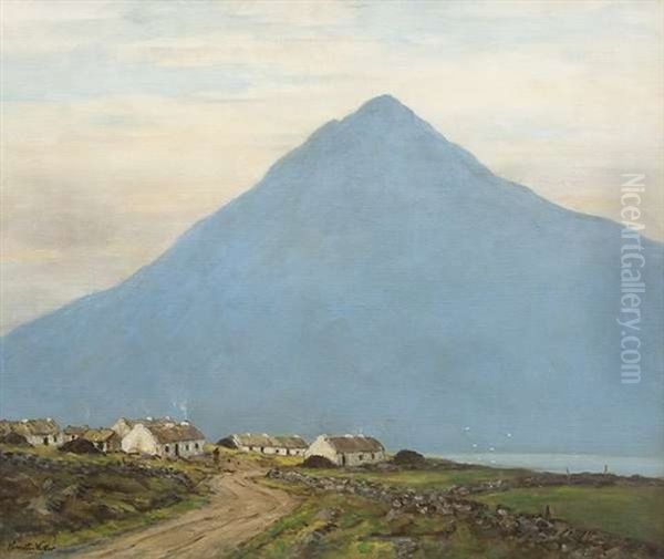 Cottages Below Errigal, Co. Donegal Oil Painting by John Crampton Walker