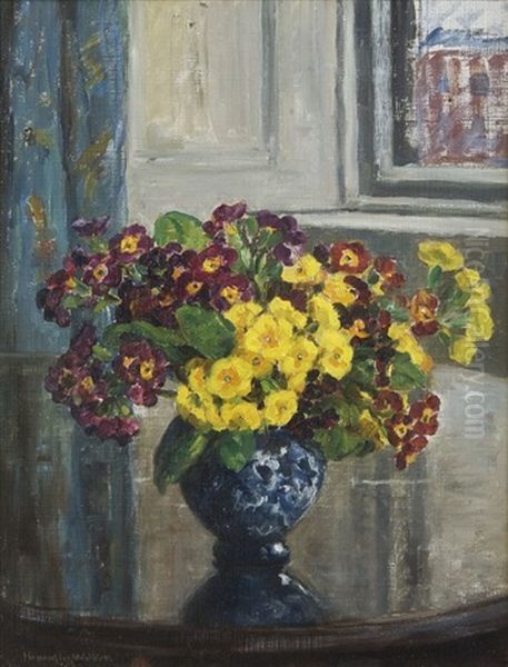 Still Life Of Flowers In A Vase (study) Oil Painting by John Crampton Walker