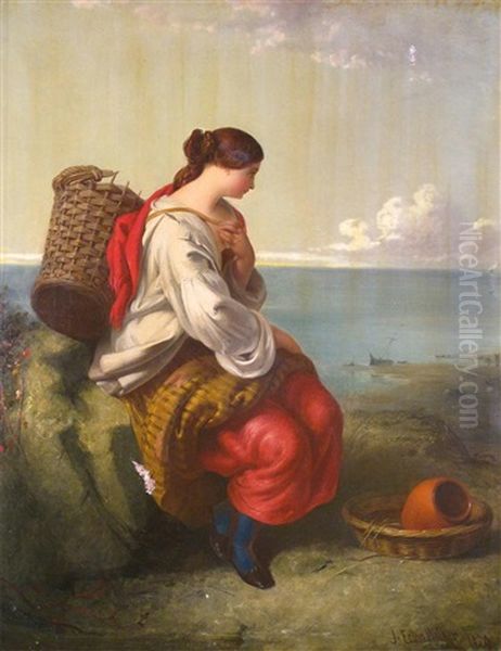 A Fishergirl On The Coast Oil Painting by John Eaton Walker