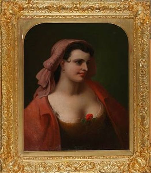 Portrait Of A Buxom Woman Oil Painting by John Eaton Walker