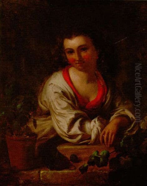 Portrait Of Girl In Window Oil Painting by John Eaton Walker