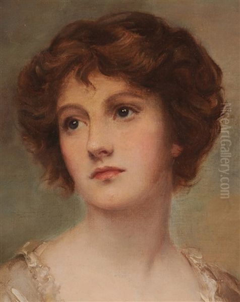 Portrait Of Woman Looking Right Oil Painting by John Hanson Walker