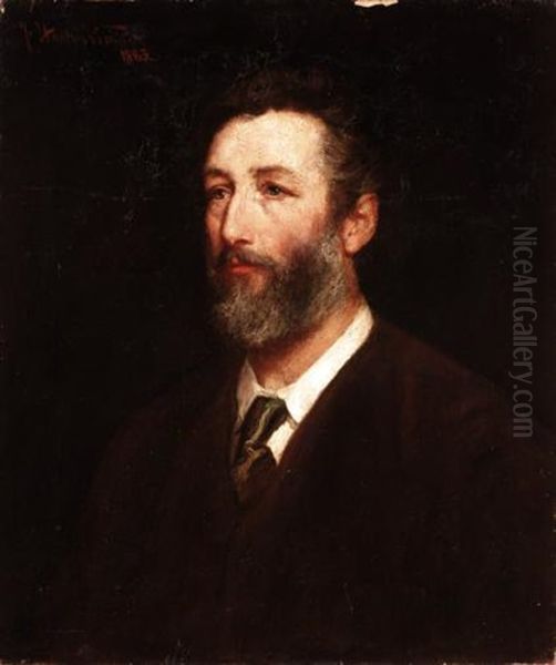 Portrait Of Frederic, Lord Leighton, P.r.a. Oil Painting by John Hanson Walker