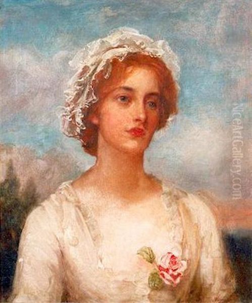 Portrait Of A Young Woman Oil Painting by John Hanson Walker