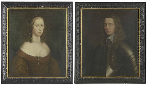 Portrait Probably Of Lady Catlin; And Portrait Of Sir Neville Catlin Oil Painting by Robert Walker