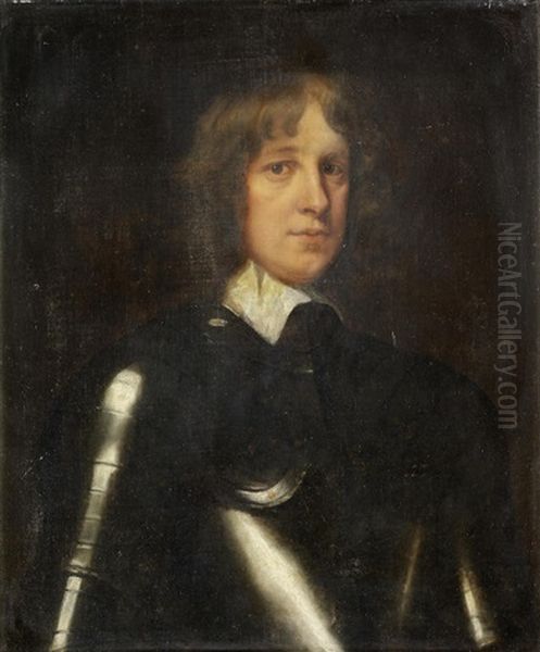 Portrait Of A Gentleman, Bust-length, In Armour Oil Painting by Robert Walker