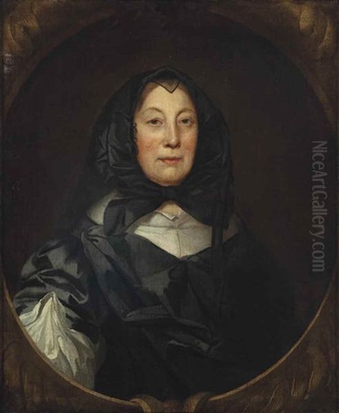 Portrait Of Elizabeth Cromwell, Half-length, In A Black Dress Oil Painting by Robert Walker