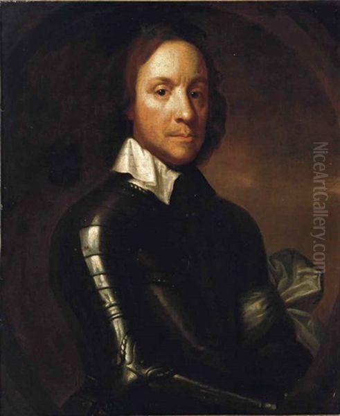 Portrait Of Oliver Cromwell, Half-length, In Armor Oil Painting by Robert Walker