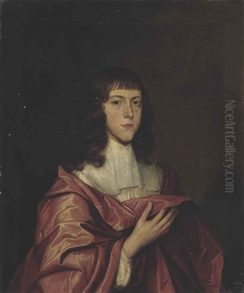 Portrait Of Peter Du Quesne (c. 1645 - D. 1714), Half-length, In Red Robes And A White Shirt by Robert Walker