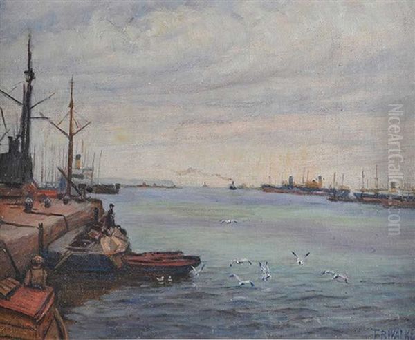 Belfast Docks Oil Painting by Thomas Bond Walker