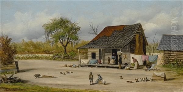 Wash Day: Southern Sharecropper's Cabin Oil Painting by William Aiken Walker