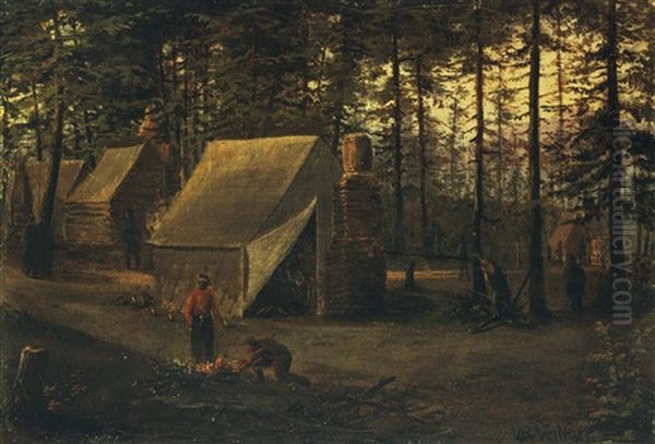 Confederate Encampment At Seven Pines (fair Oaks), Virginia Oil Painting by William Aiken Walker