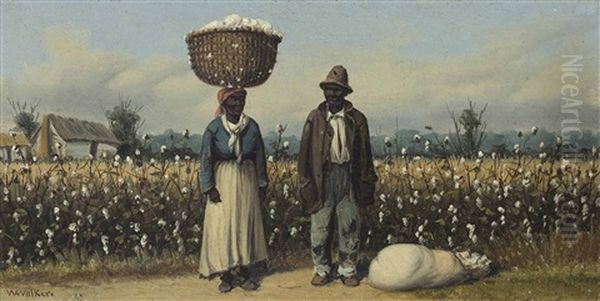 Man And Woman With Cotton Basket On Her Head Oil Painting by William Aiken Walker