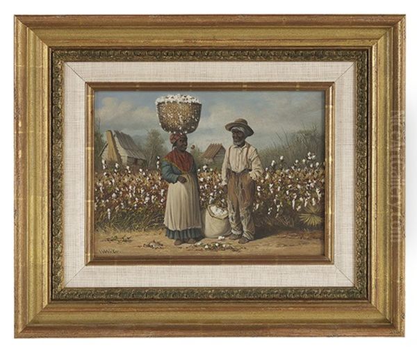 Cotton Pickers In The Field Oil Painting by William Aiken Walker