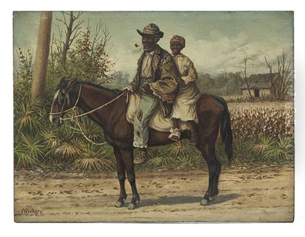 Man And Woman On A Horse Oil Painting by William Aiken Walker