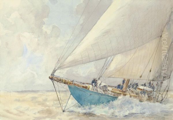 Astra 
 Pounding Through The Waves Oil Painting by Arthur John Trevor Briscoe