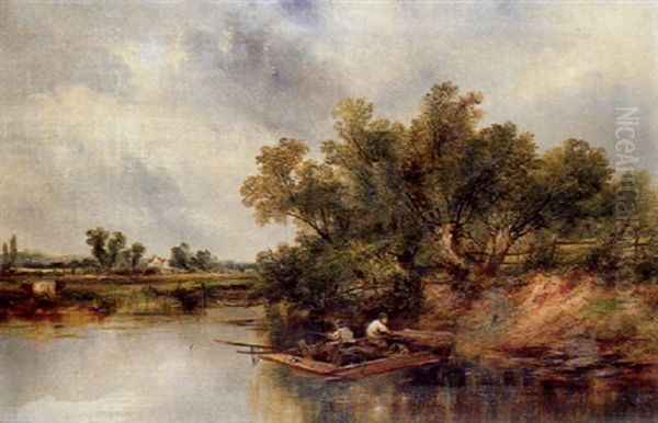 River Landscape On The Thames Oil Painting by William Archibald Wall