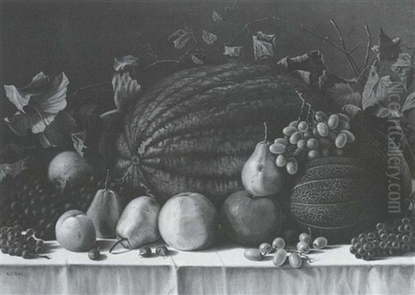 Still Life With Melons, Pears And Apples Oil Painting by William Coventry Wall