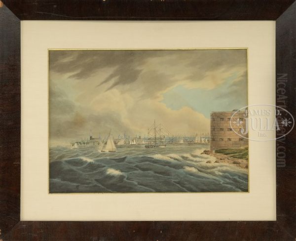 New York From Governors Island Oil Painting by William Guy Wall