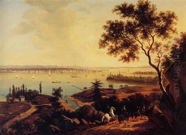 New York As Seen From Weehawk Oil Painting by William Guy Wall