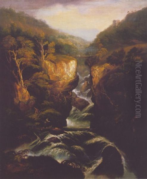 The Flume Oil Painting by William Guy Wall