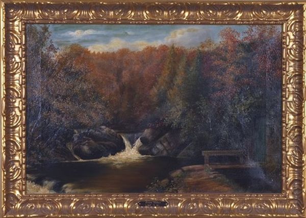 Landscape With Stream And Waterfall Oil Painting by James Wallace