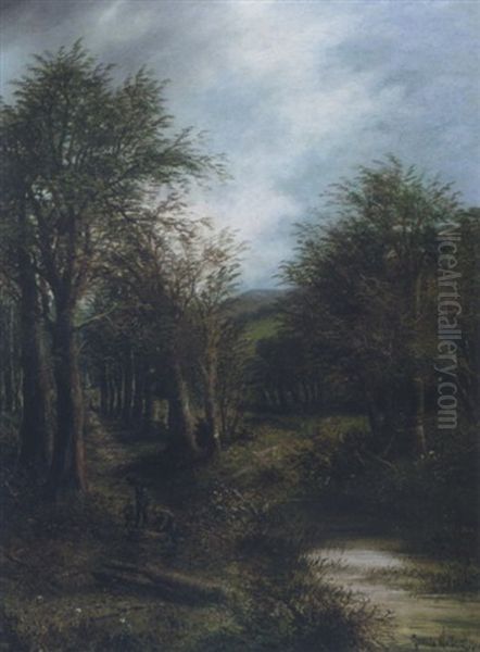 The Wood Gatherers Oil Painting by James Wallace