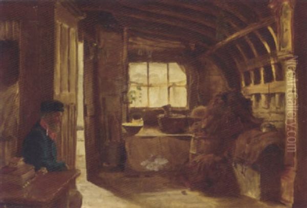 Reminiscing In The Boatshed Oil Painting by James Wallace