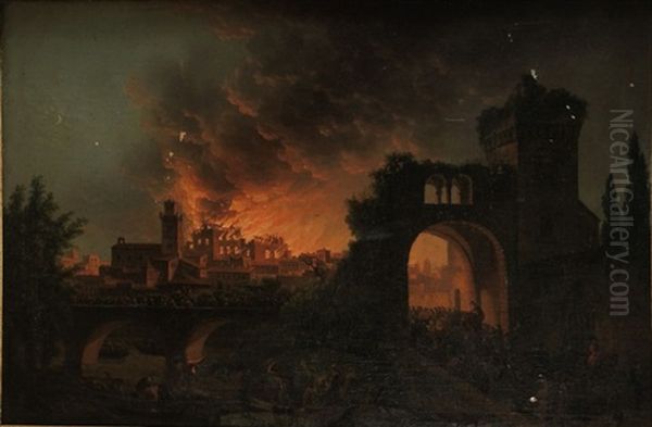 Le Grand Incendie Oil Painting by Pierre-Joseph Wallaert