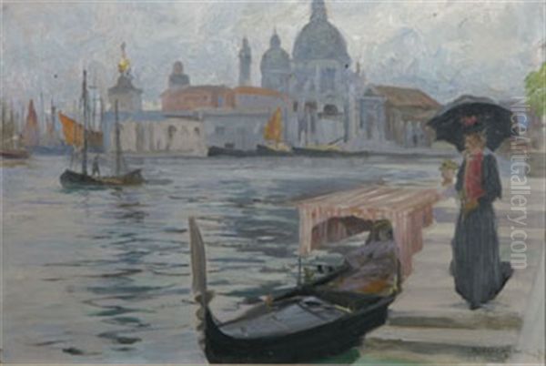 Venedig, Vy Mot Santa Maria Della Salute Oil Painting by Alf Wallander