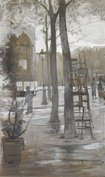 Parisiskt Gatumotiv Oil Painting by Alf Wallander