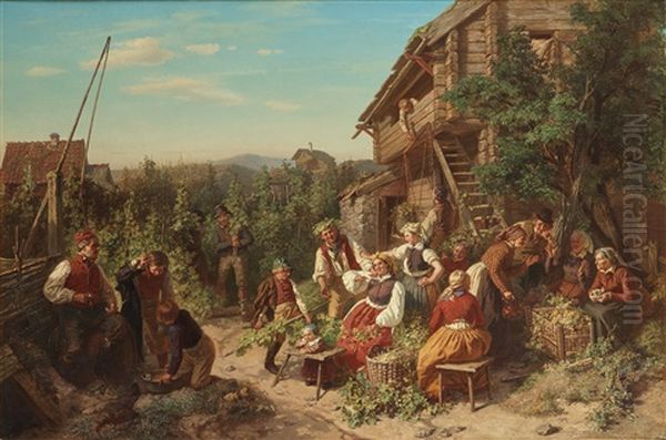 Humleskord I Askarboda, Osteraker Oil Painting by Josef Wilhelm Wallander