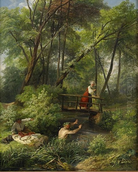 En Nutidens Nack Oil Painting by Josef Wilhelm Wallander