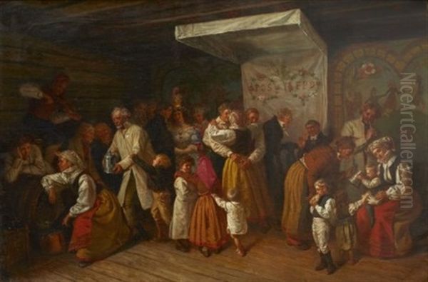 Brollop I Osteraker Oil Painting by Josef Wilhelm Wallander