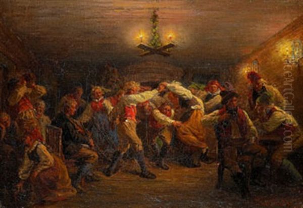 Dansgille I Osteraker Oil Painting by Josef Wilhelm Wallander