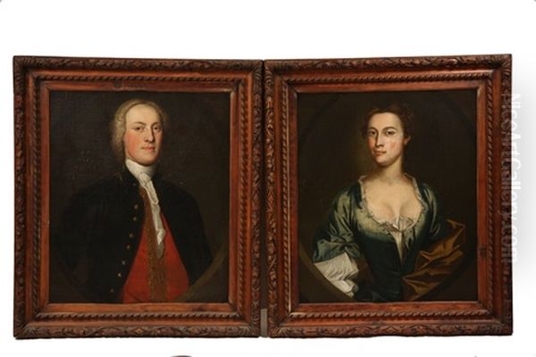 Colonial Portraits Of A Gentleman And His Lady Oil Painting by John Wallaston