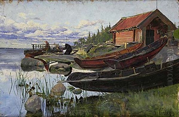 Vid Kusten Oil Painting by Gustaf Theodor Wallen