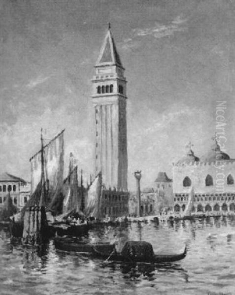 View Of The Doge's Palace And Campanile Oil Painting by Frank Waller