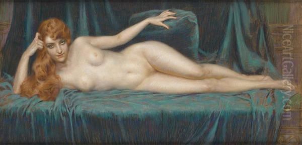 Jeune Femme Nue Couchee Oil Painting by Gustave Brisgand