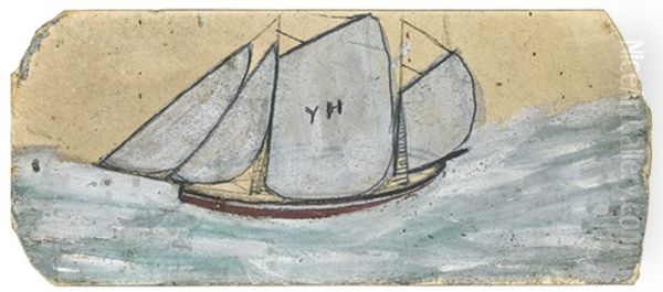 A Schooner Under Full Sail Oil Painting by Alfred Wallis