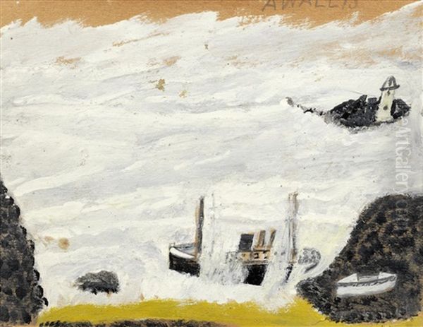 The Wreck Of The Alba Oil Painting by Alfred Wallis