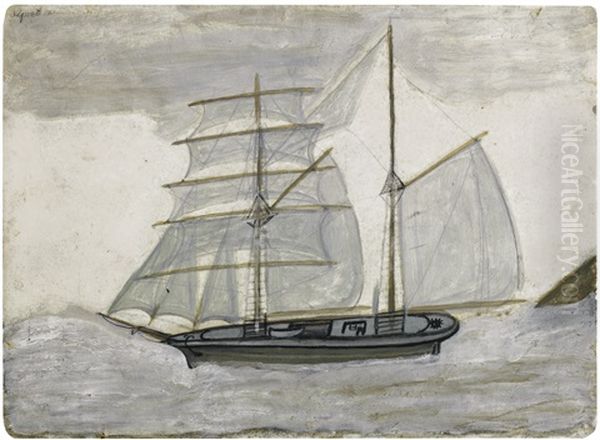 Sailing Boat Oil Painting by Alfred Wallis