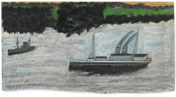 Steam Boat Oil Painting by Alfred Wallis