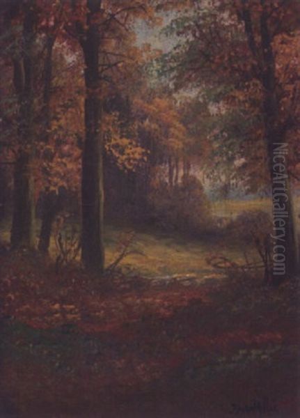 Sunlit Meadow Through The Trees Oil Painting by George Wallis