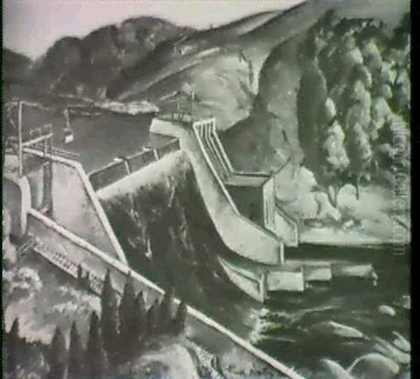 Hydro-electric Plant Oil Painting by Henry Wallis