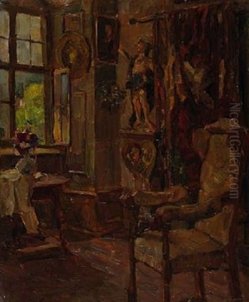 Interieur Oil Painting by Franz Wallischeck