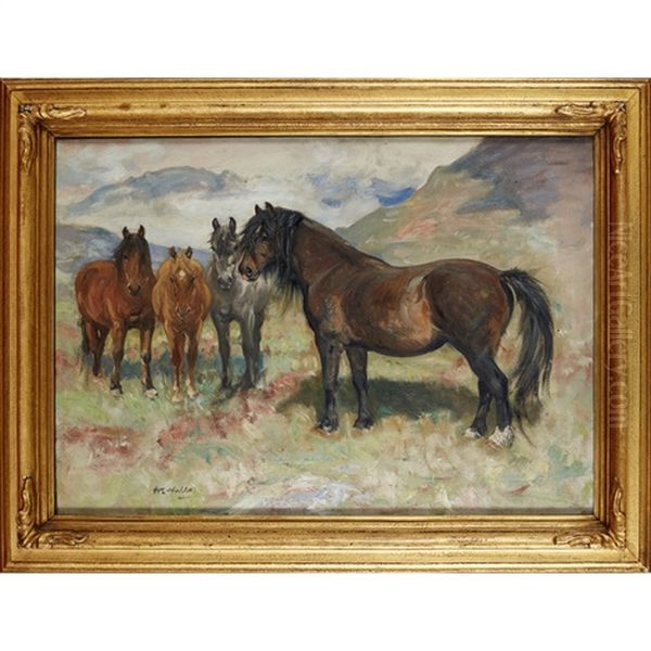 Kintail Ponies Oil Painting by William Walls