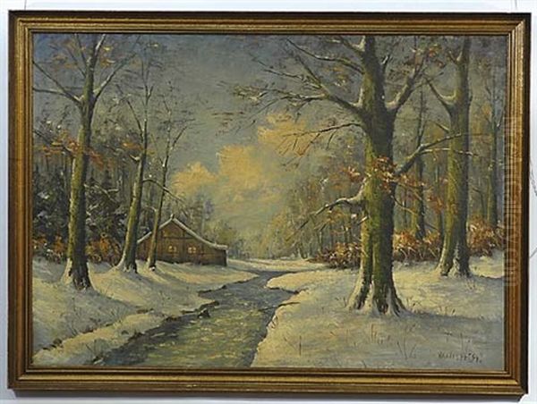 Winter Landscape Oil Painting by Carl Gustaf Wallstroem