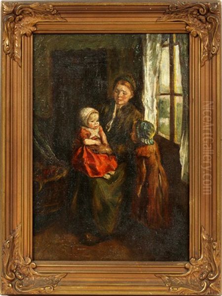 Dutch Family Oil Painting by Charles E. Waltensperger