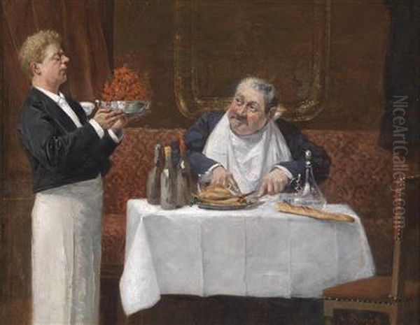 A Gourmand Oil Painting by Henri Brispot